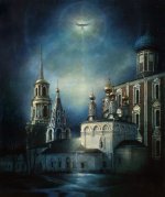 Вид на церковь Богоявления Рязанского Кремля. 2007 г. Холст, масло, 60×50